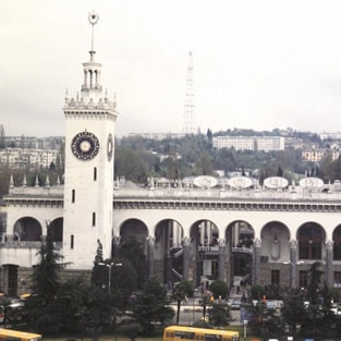 Railway station in Sochi. Architectural design.