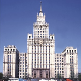 The building of Transstroy corporation in Moscow. Architectural design. 